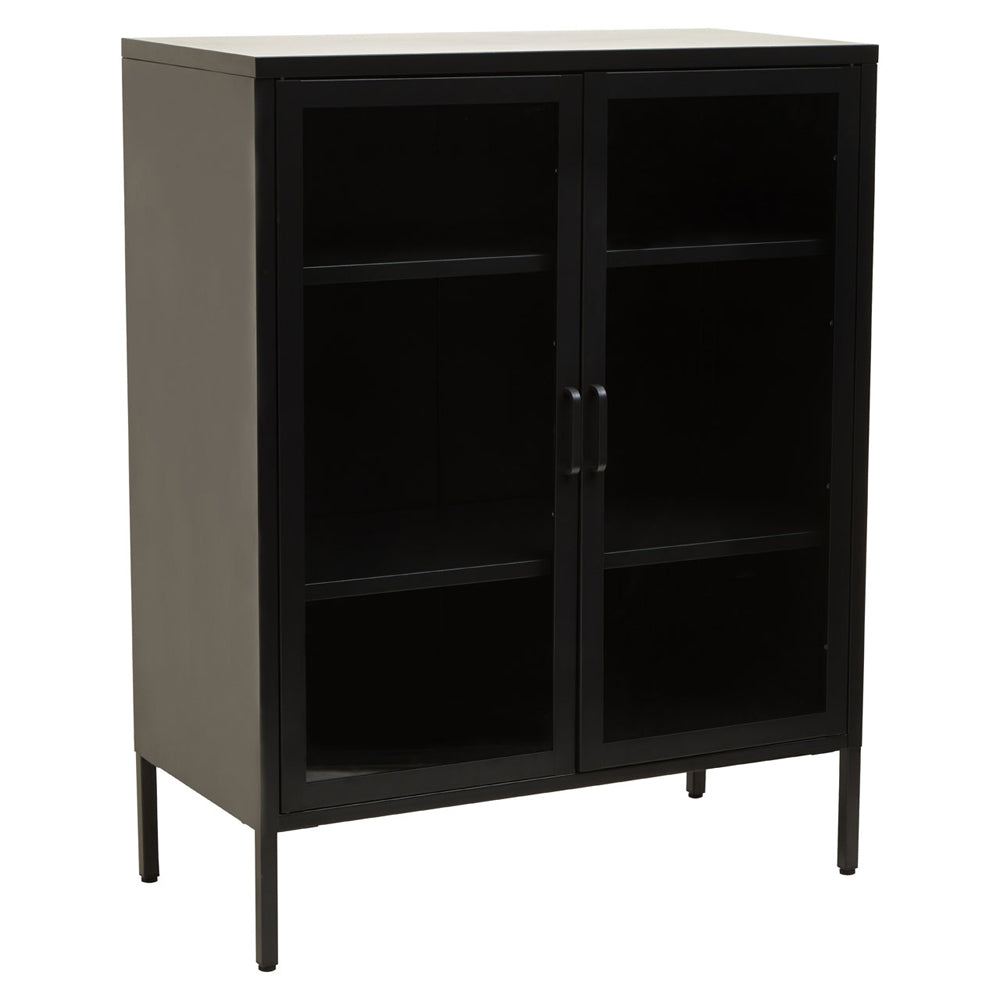 Product photograph of Olivia S Soft Industrial Collection - Ariella Two Door Cabinet In Black from Olivia's.