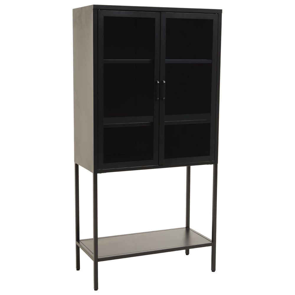 Product photograph of Olivia S Soft Industrial Collection - Ariella Two Door Cabinet With Shelf In Black from Olivia's.