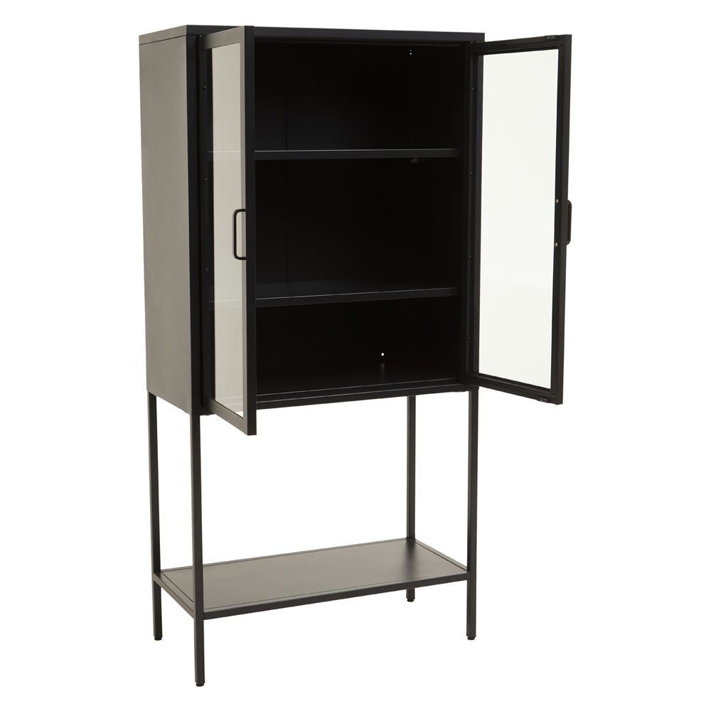 Product photograph of Olivia S Soft Industrial Collection - Ariella Two Door Cabinet With Shelf In Black from Olivia's.