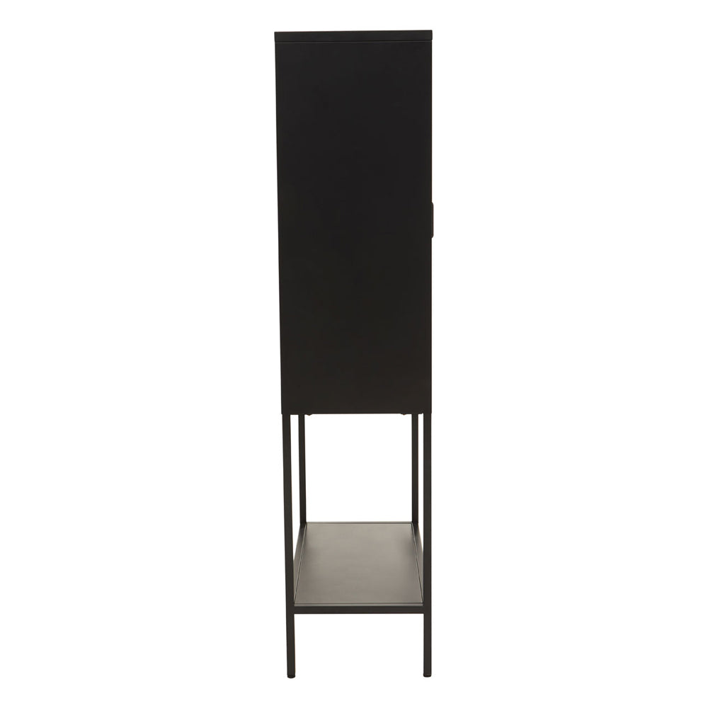 Product photograph of Olivia S Soft Industrial Collection - Ariella Two Door Cabinet With Shelf In Black from Olivia's.