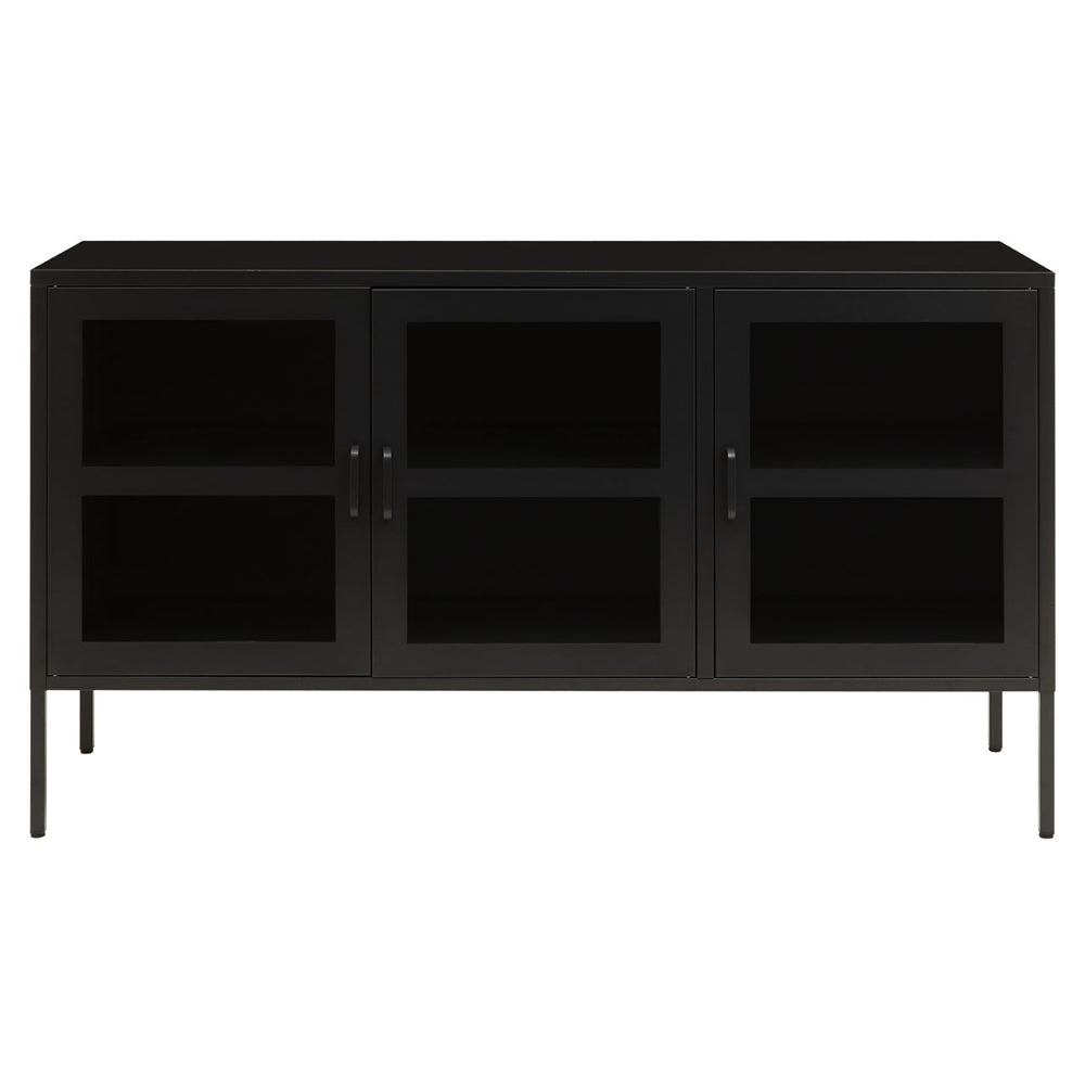 Product photograph of Olivia S Soft Industrial Collection - Ariella Three Door Sideboard In Black from Olivia's
