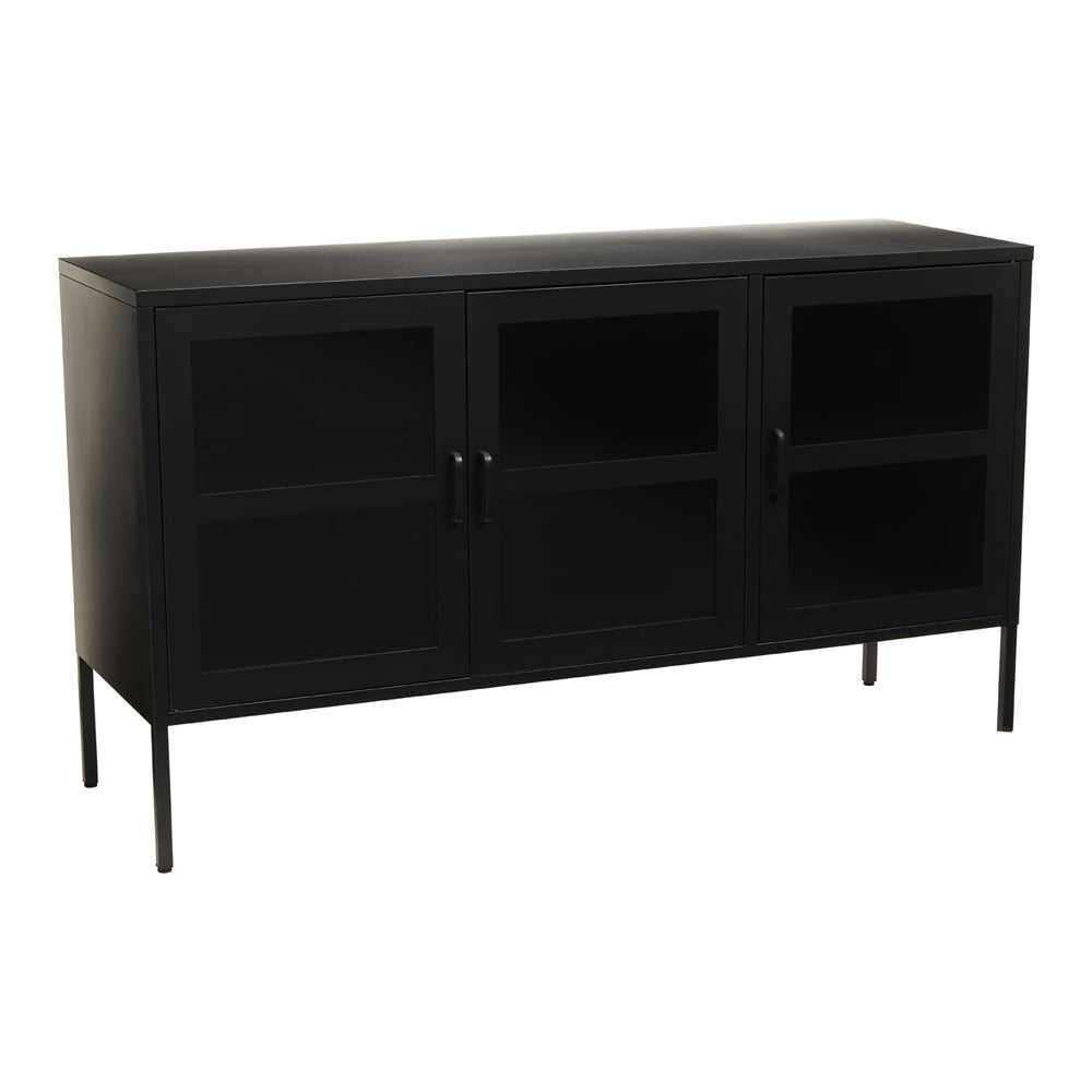 Product photograph of Olivia S Soft Industrial Collection - Ariella Three Door Sideboard In Black from Olivia's.