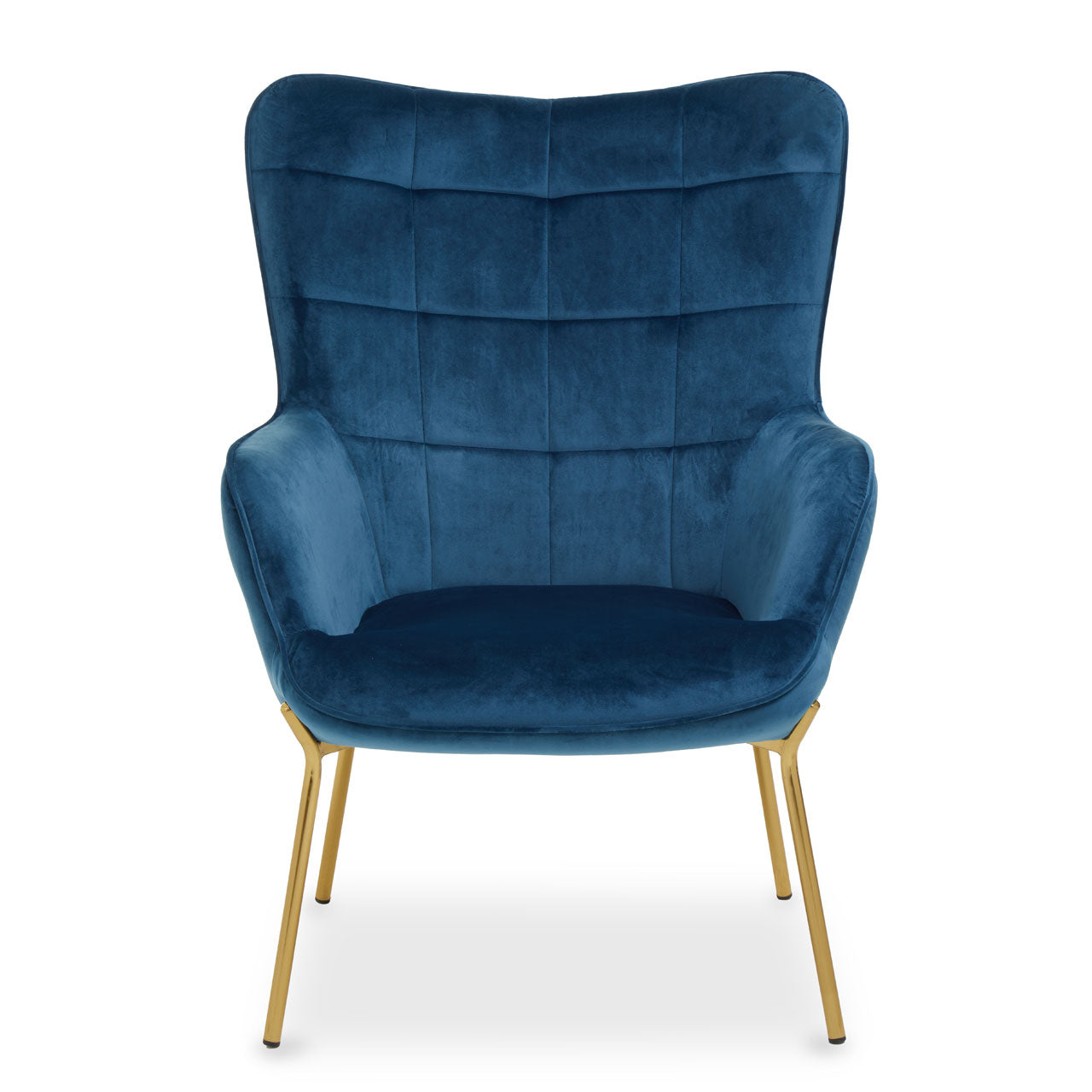Olivias Scarlett Accent Chair In Blue Velvet Gold Legs