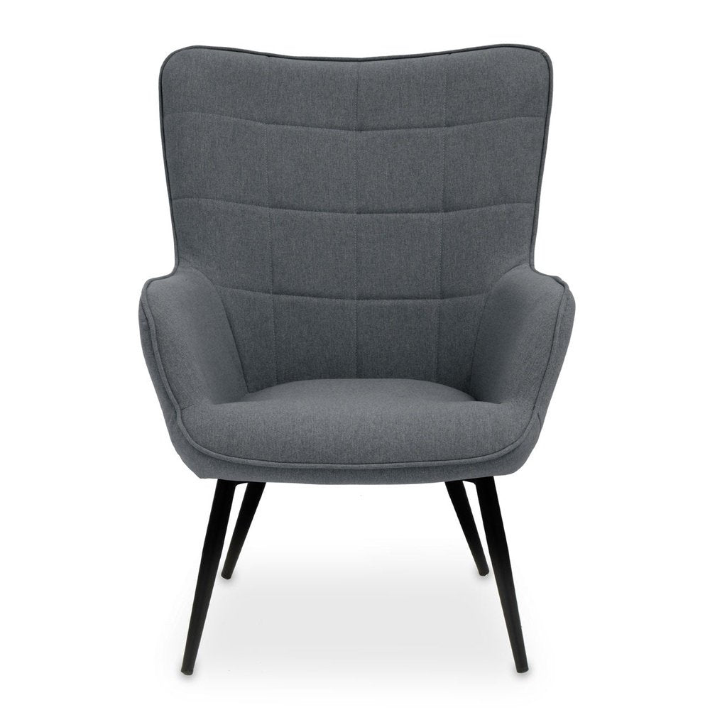 Olivias Scarlett Accent Chair In Grey Fabric Black Legs