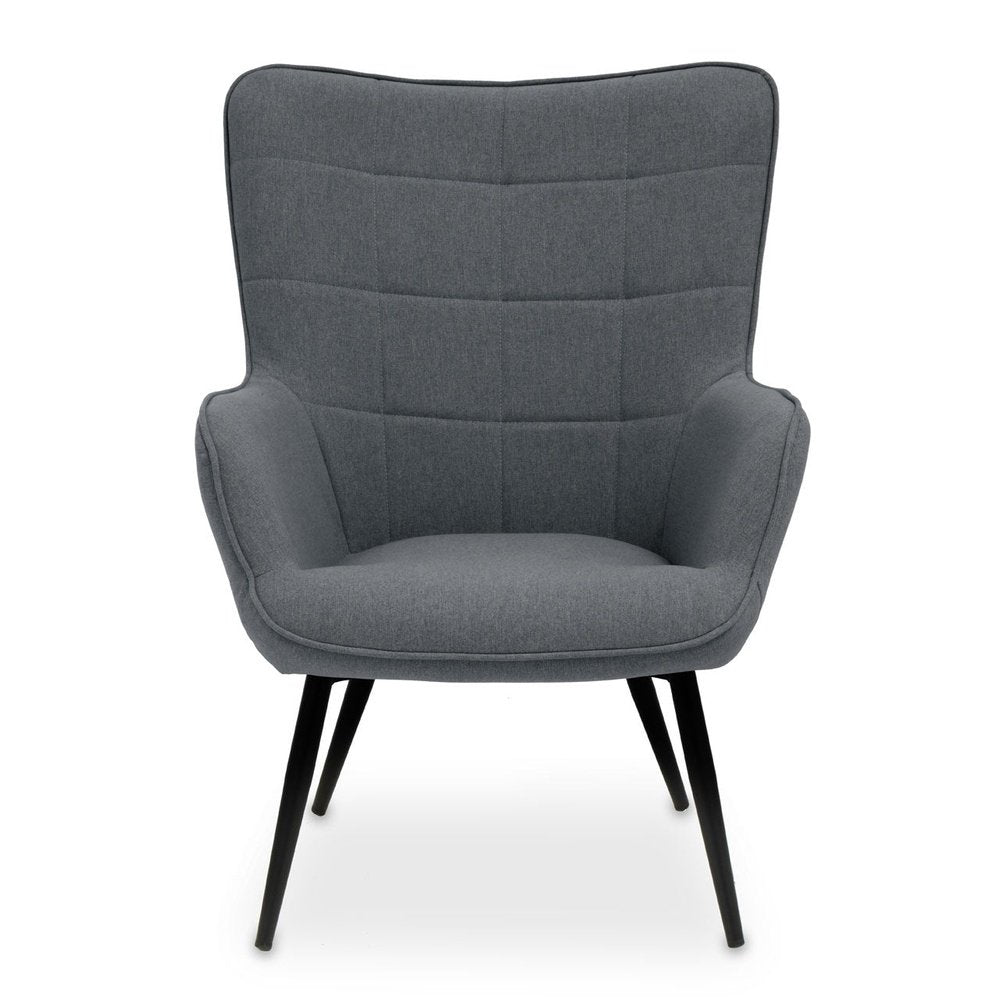 Product photograph of Olivia S Scarlett Accent Chair In Grey Fabric Black Legs from Olivia's