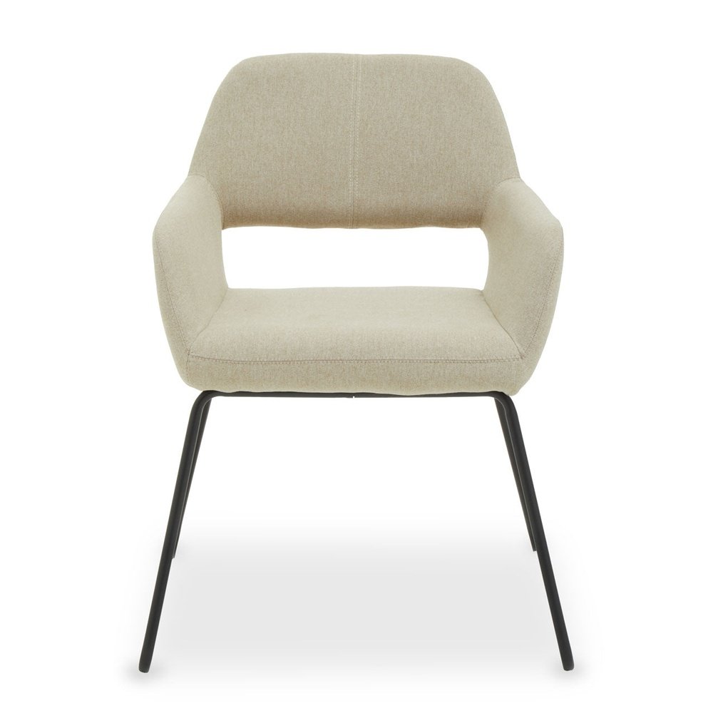 Olivias Sonny Dining Chair In Natural Fabric Black Legs