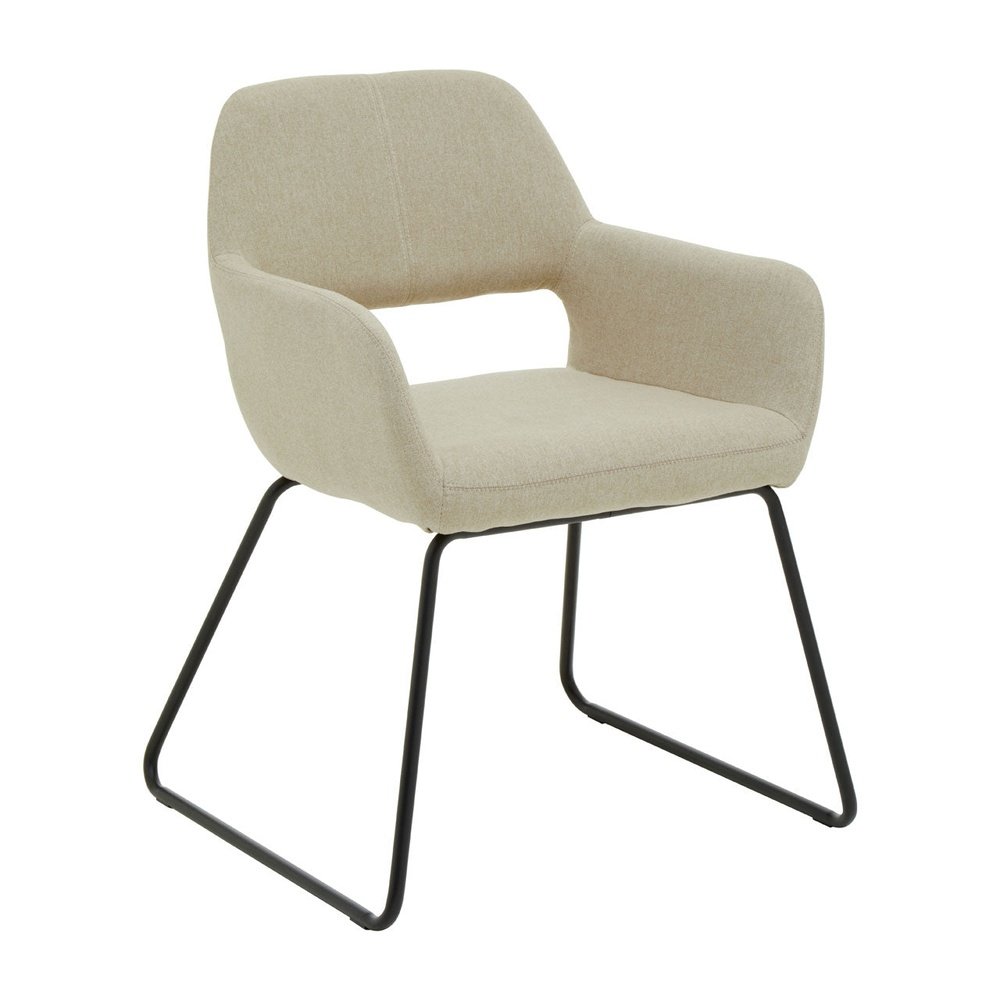 Product photograph of Olivia S Sonny Dining Chair In Natural Fabric Black Legs from Olivia's.