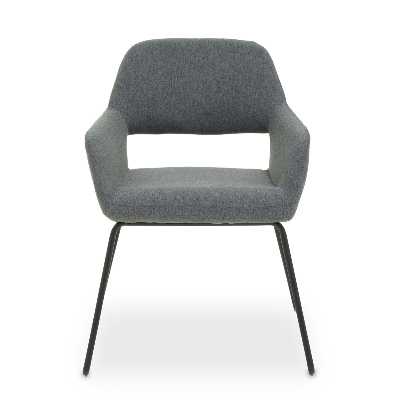 Olivias Sonny Dining Chair In Grey Fabric Black Legs