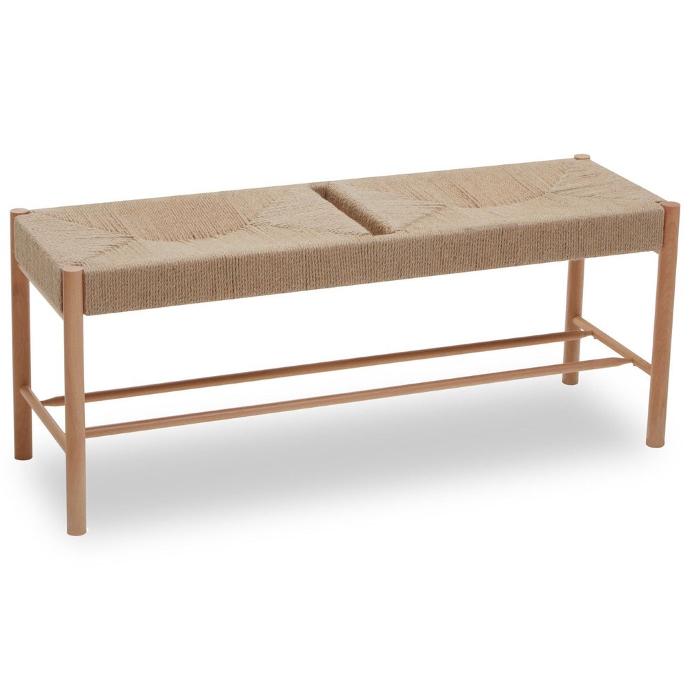 Product photograph of Olivia S Beckett Bench Natural Rope Natural Wood Frame from Olivia's
