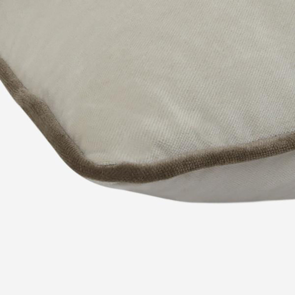 Product photograph of Andrew Martin Pelham Stone Cushion With Taupe Piping from Olivia's.