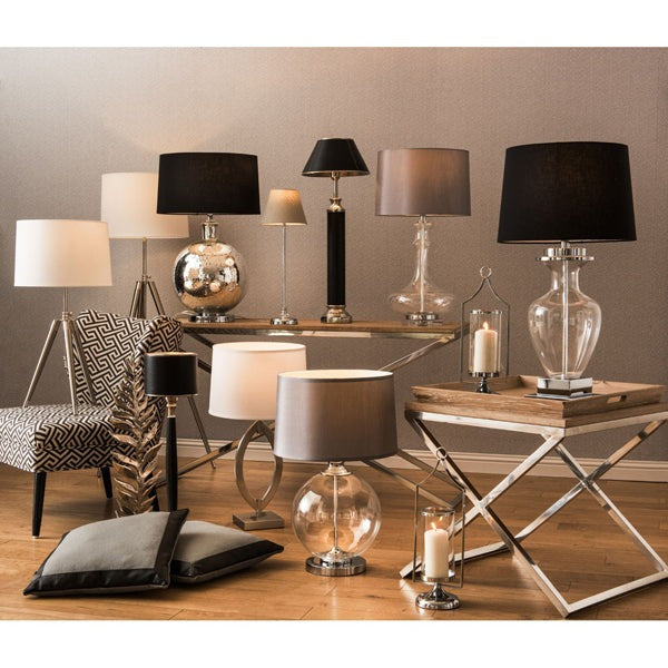 Product photograph of Olivia S Emma Silver Silk Shade Table Lamp from Olivia's.