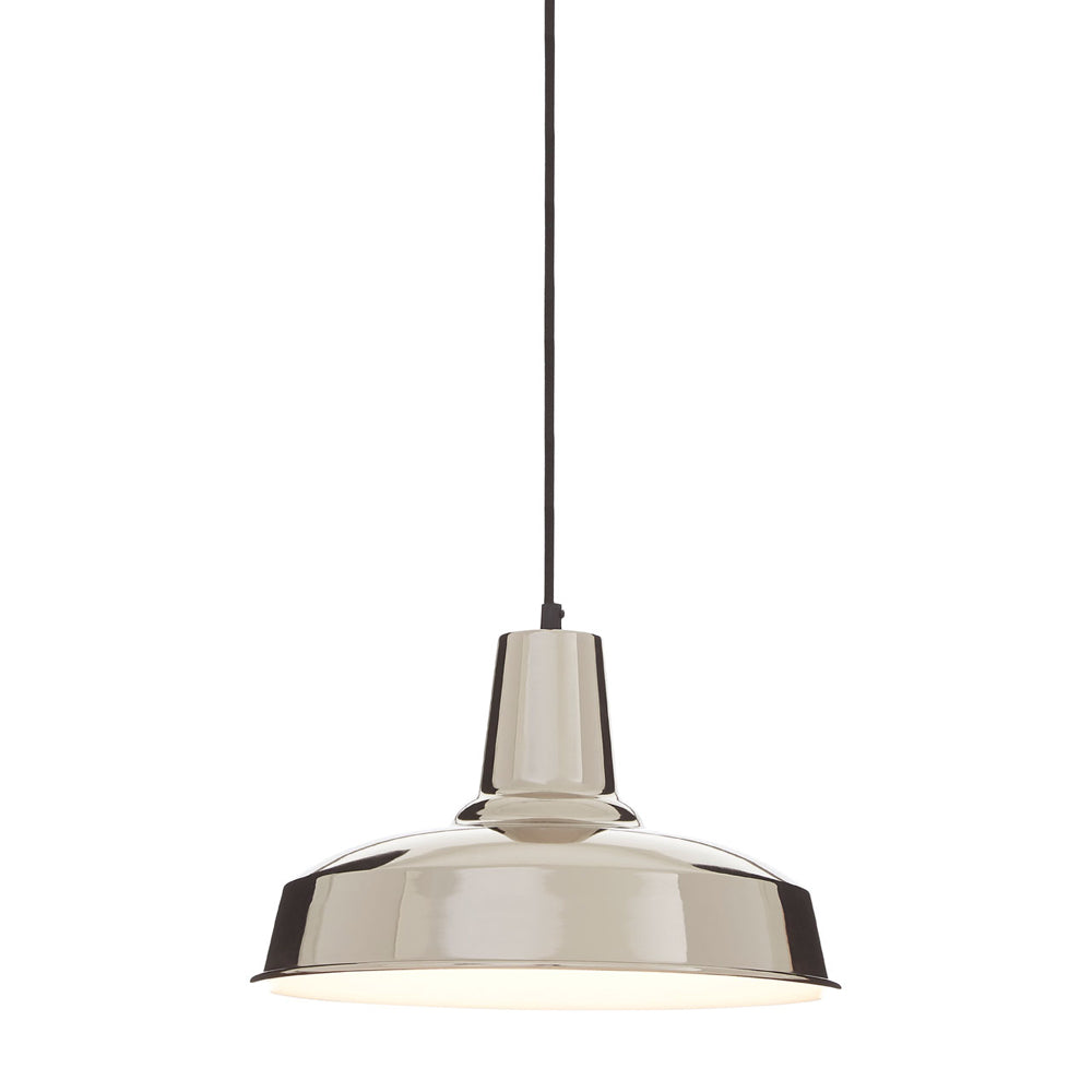 Product photograph of Olivia S Soft Industrial Collection - Newby Deep Plate Iron Pendant Light from Olivia's.