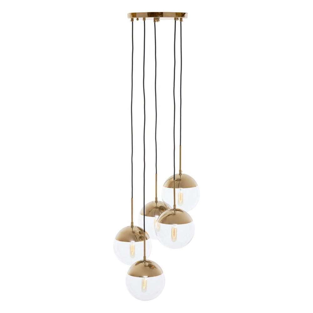 Product photograph of Olivia S Soft Industrial Collection - Reve Five Pendant Lights In Gold Finish from Olivia's