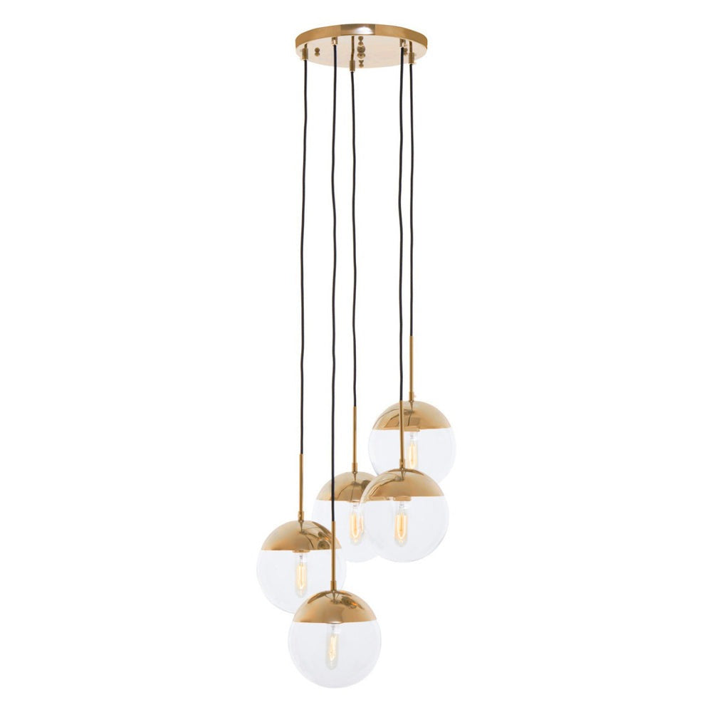 Product photograph of Olivia S Soft Industrial Collection - Reve Five Pendant Lights In Gold Finish from Olivia's.
