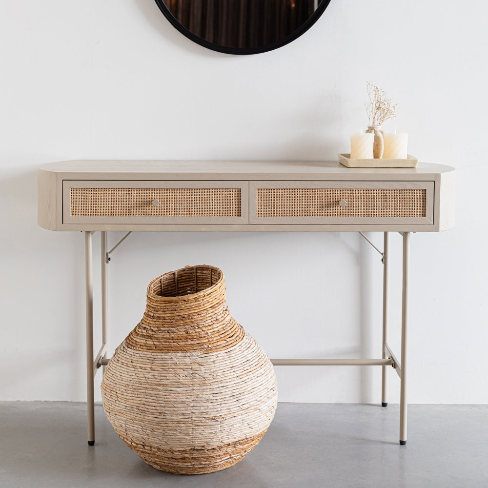 Product photograph of Olivia S Nordic Living Collection Maya 2 Drawer Console Table In Beige from Olivia's.