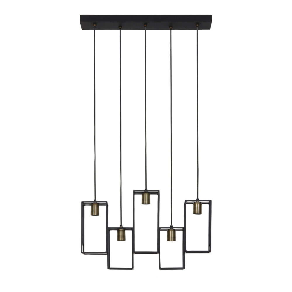 Product photograph of Light Living Marley 5 Lamp Pendant Matt Black And Antique Bronze from Olivia's