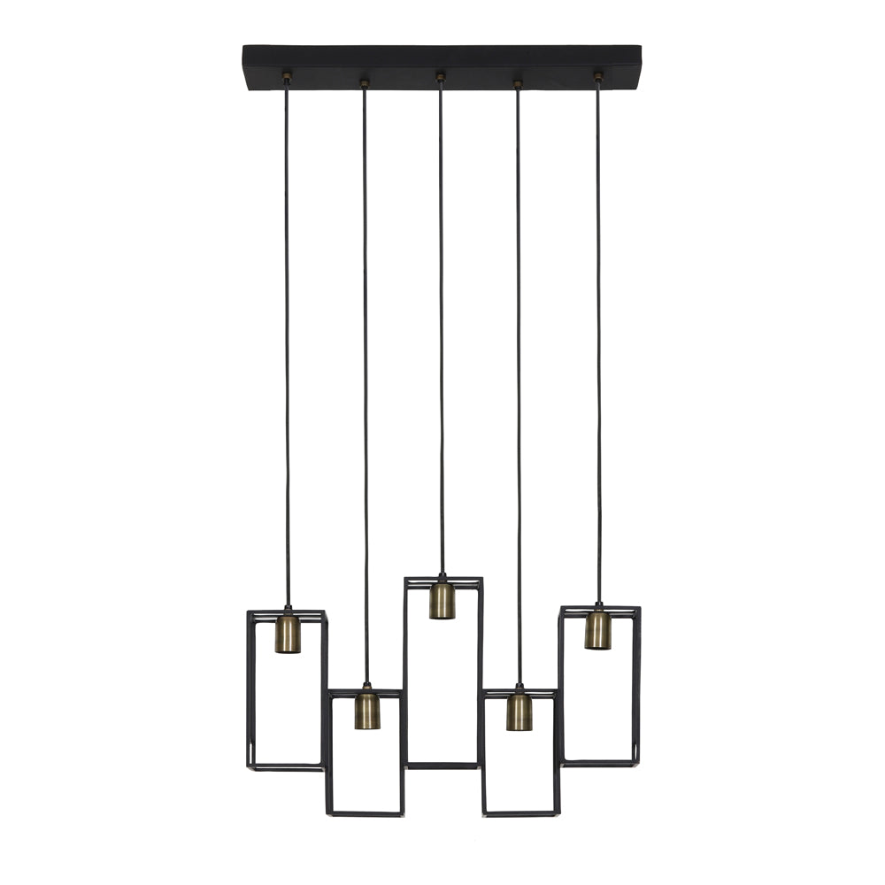 Light Living Marley 5 Lamp Pendant Matt Black And Antique Bronze