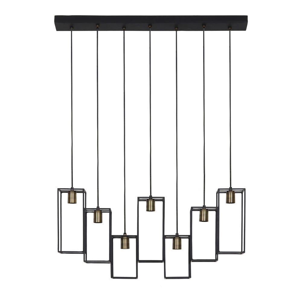 Product photograph of Light Living Marley 7 Lamp Pendant Matt Black And Antique Bronze from Olivia's