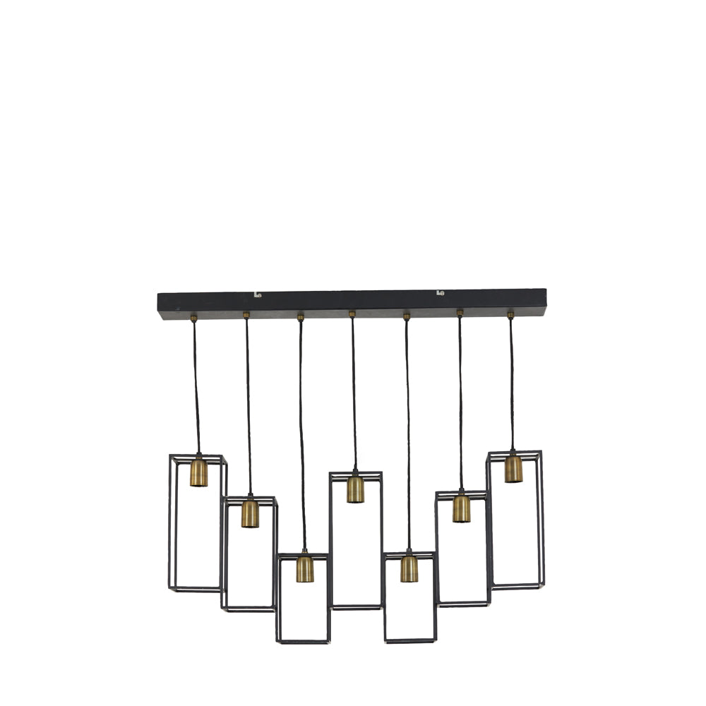 Product photograph of Light Living Marley 7 Lamp Pendant Matt Black And Antique Bronze from Olivia's.