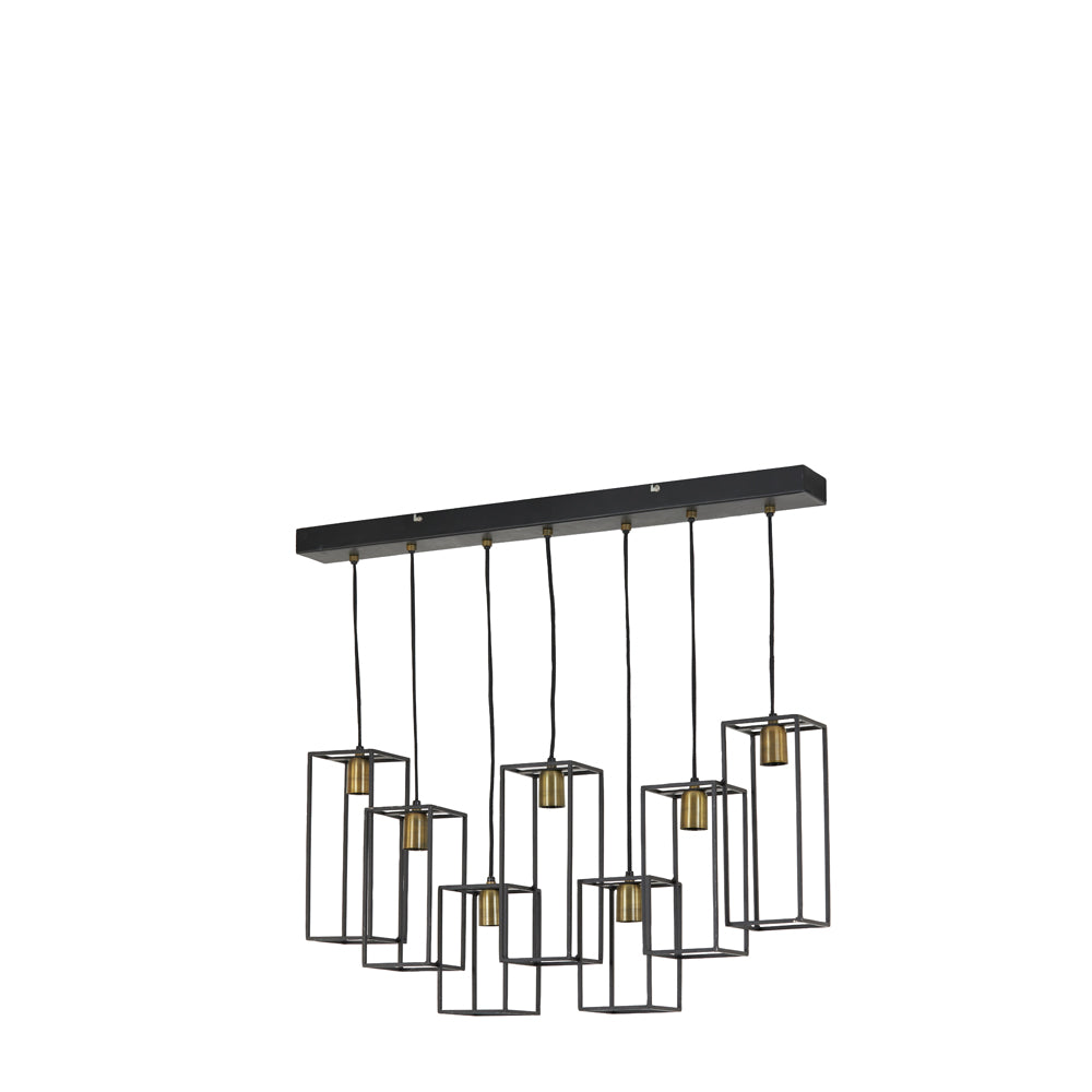 Product photograph of Light Living Marley 7 Lamp Pendant Matt Black And Antique Bronze from Olivia's.