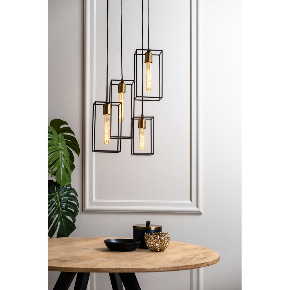 Product photograph of Light Living Marley 4 Lamp Pendant Matt Black And Antique Bronze from Olivia's.