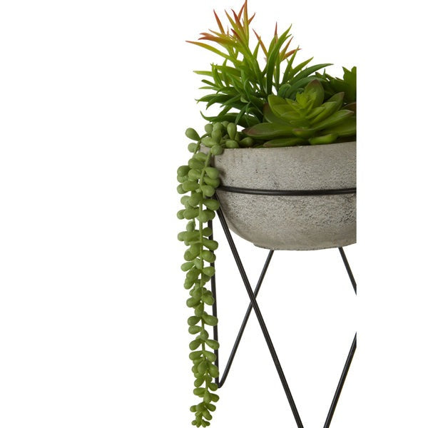 Product photograph of Olivia S Freda Planter Succulent Mixed With Metal Stand from Olivia's.