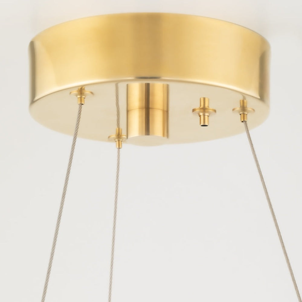 Product photograph of Hudson Valley Lighting Orbit 6 Light Chandelier In Aged Brass from Olivia's.