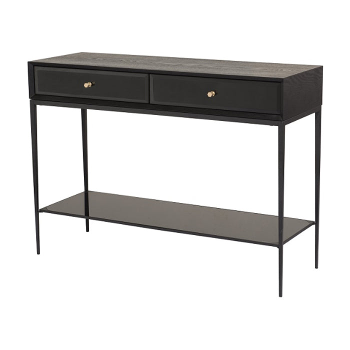 Product photograph of Rv Astley Finola Console Table In Black Brass Handles from Olivia's