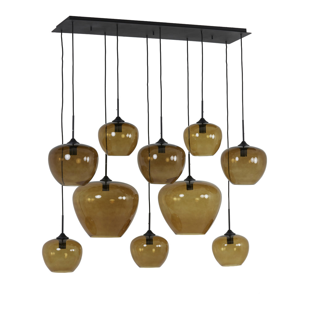 Product photograph of Light Living Mayson Pendant Matt Black And Glass Brown from Olivia's