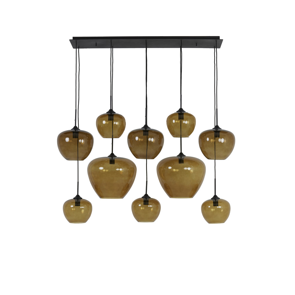 Product photograph of Light Living Mayson Pendant Matt Black And Glass Brown from Olivia's.