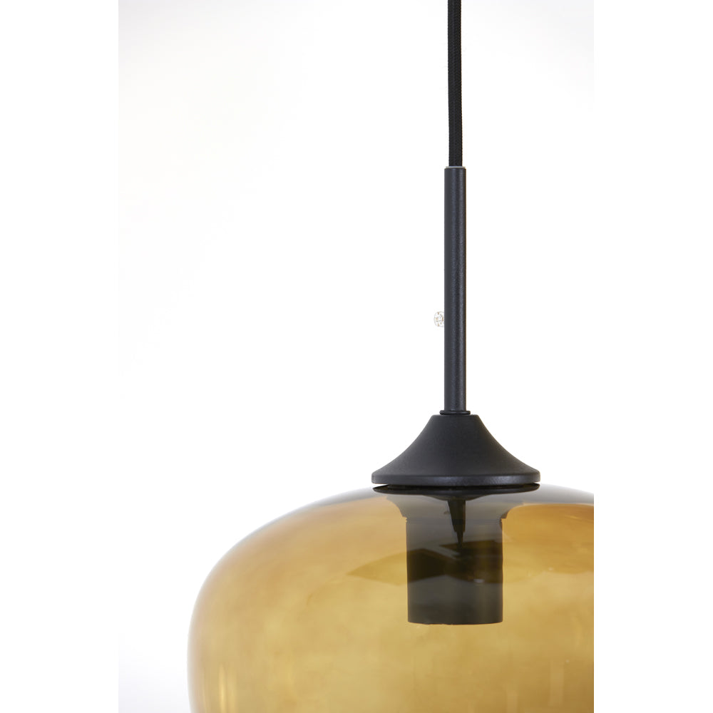 Product photograph of Light Living Mayson Pendant Matt Black And Glass Brown from Olivia's.