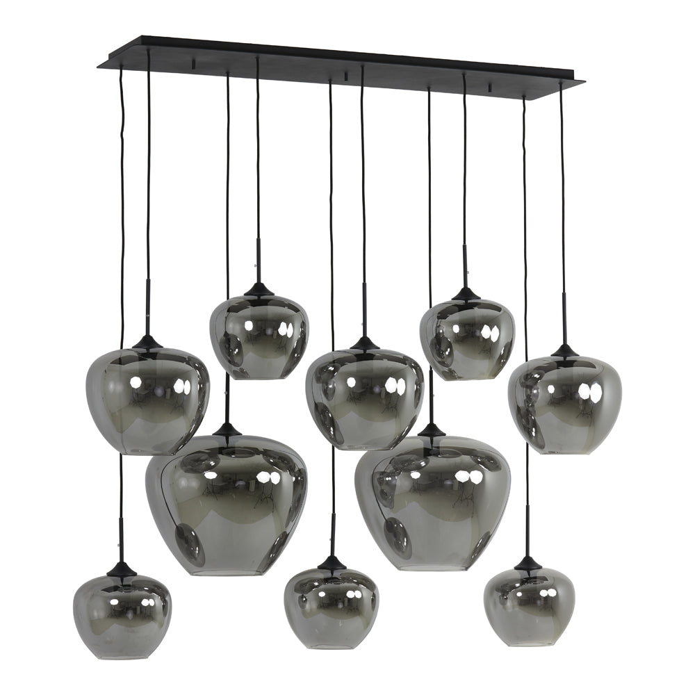 Light Living Mayson Pendant Matt Black And Glass Smoked