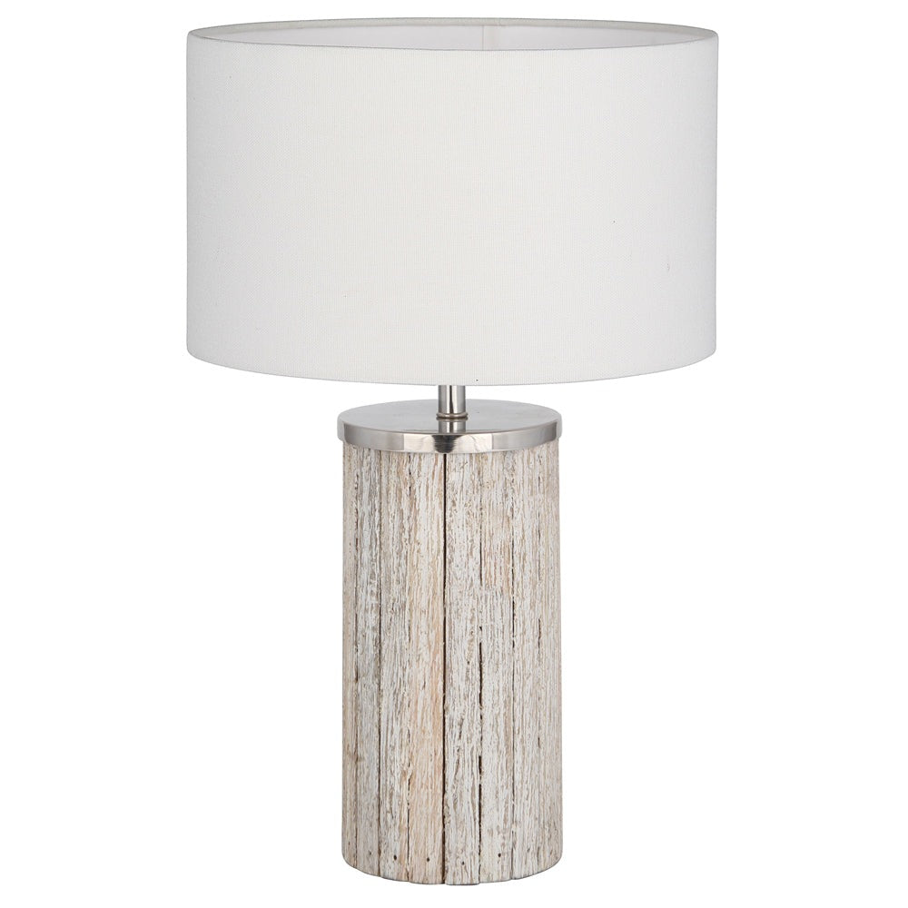 Product photograph of Olivia S Hailey Wash Wood Column Table Lamp In White from Olivia's