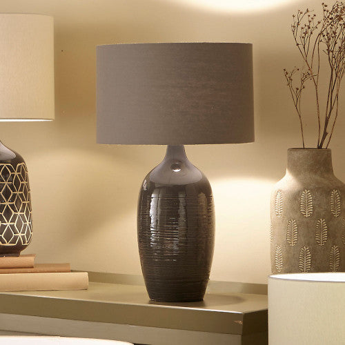 Product photograph of Olivia S Adeline Etched Graphite Ceramic Table Lamp from Olivia's.