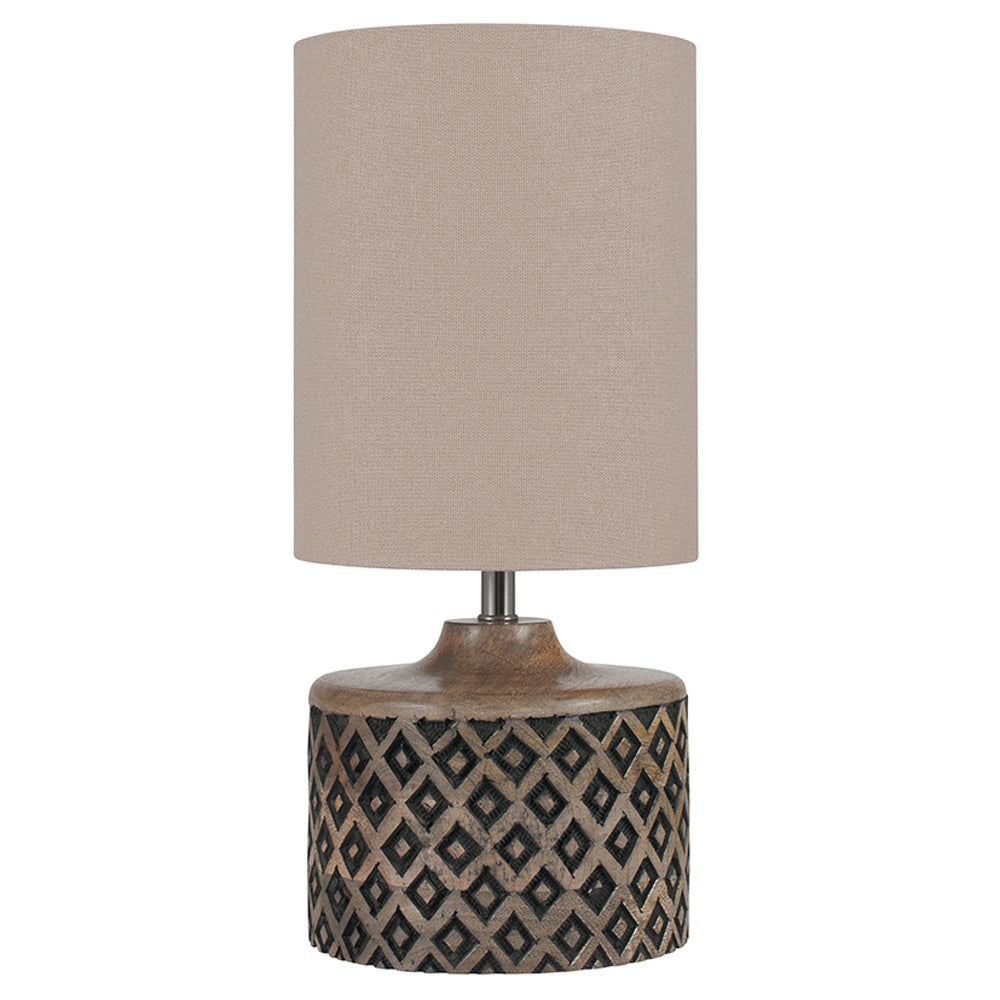 Olivias Paloma Short Wooden Diamond Table Lamp