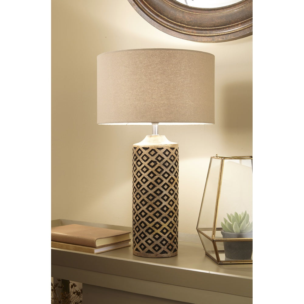 Product photograph of Olivia S Paloma Tall Wooden Diamond Table Lamp from Olivia's.