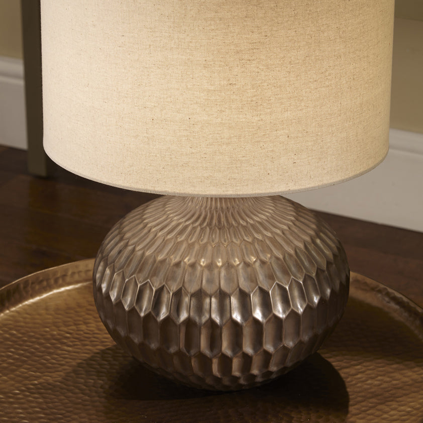 Product photograph of Olivia S Casey Textured Glazed Ceramic Table Lamp In Bronze from Olivia's.