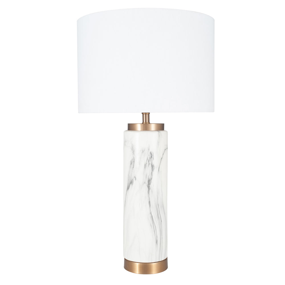 Product photograph of Olivia S Claude Marble Effect Ceramic Tall Table Lamp from Olivia's