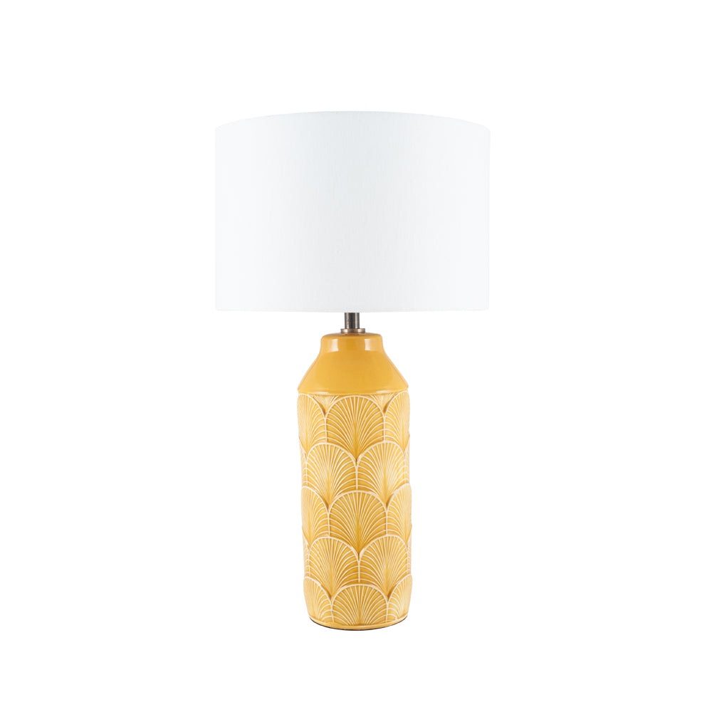Olivias Lucinda Embossed Ceramic Table Lamp In Mustard