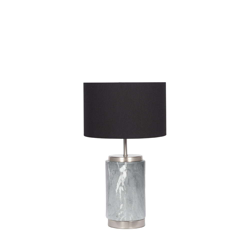 Olivias Caria Small Marble Effect Ceramic Table Lamp In Grey