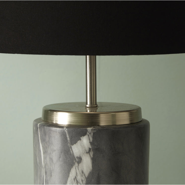 Product photograph of Olivia S Caria Small Marble Effect Ceramic Table Lamp In Grey from Olivia's.