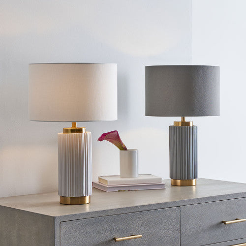 Product photograph of Olivia S Kirsty Textured Ceramic And Metal Table Lamp In White Gold from Olivia's.