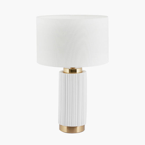 Olivias Kirsty Textured Ceramic And Metal Table Lamp In White Gold