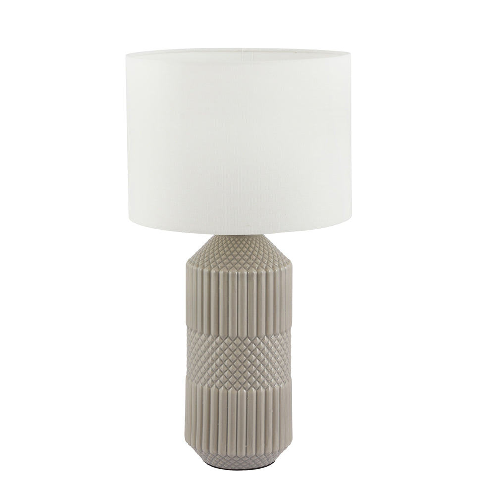 Olivias Terrie Geo Textured Tall Ceramic Table Lamp In Grey