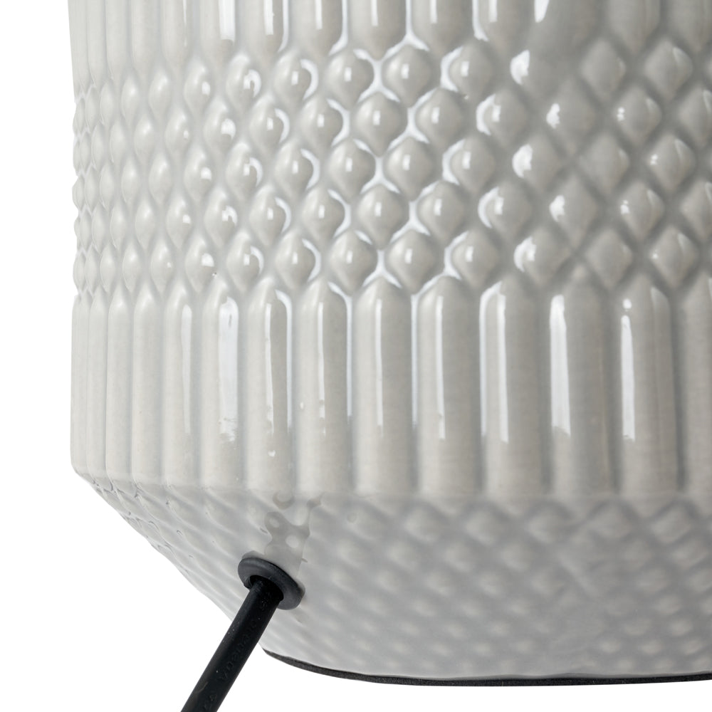 Product photograph of Olivia S Terrie Geo Textured Ceramic Table Lamp In Grey from Olivia's.