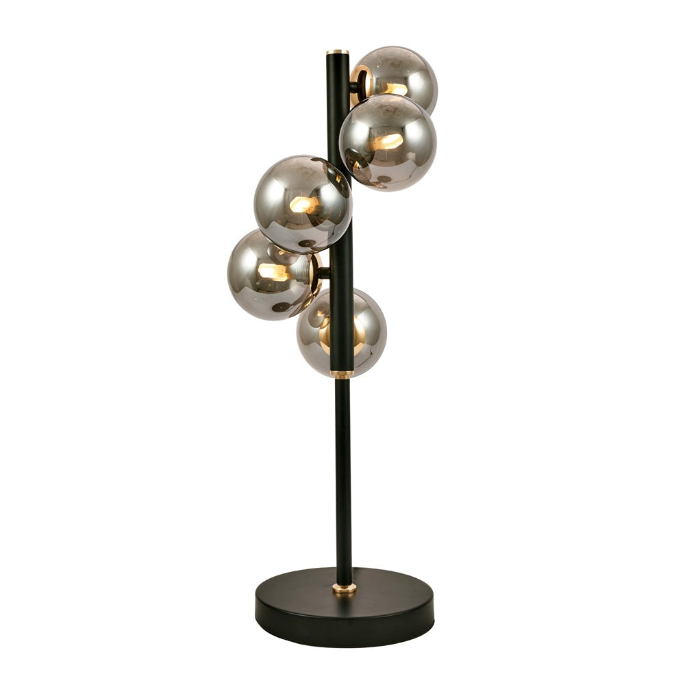 Product photograph of Olivia S Serena Table Lamp In Smoke Glass And Black Metal from Olivia's