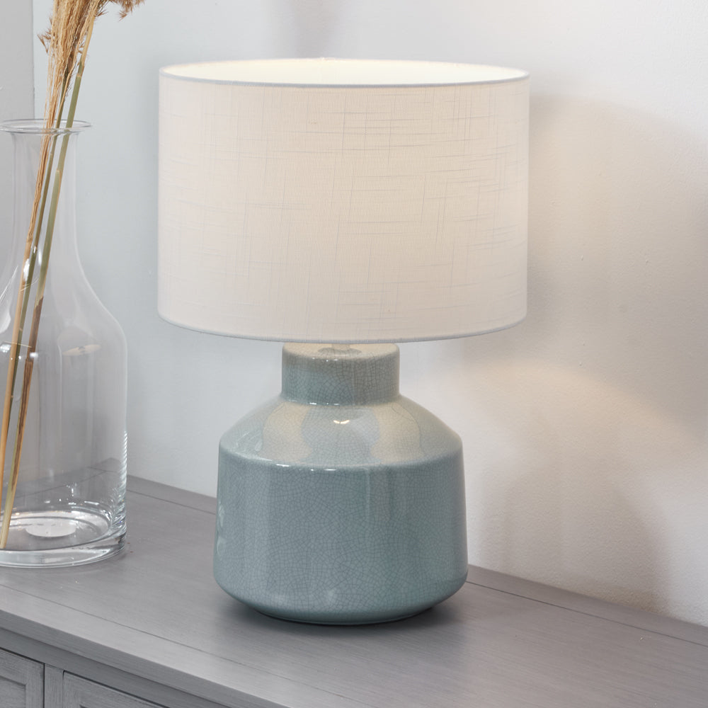 Product photograph of Olivia S Nala Crackle Effect Table Lamp In Duck Egg Blue from Olivia's.