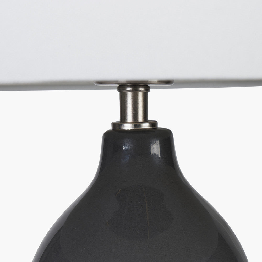 Product photograph of Olivia S Leonardo Black Ceramic Table Lamp With Brushed Gold Metal Detail from Olivia's.