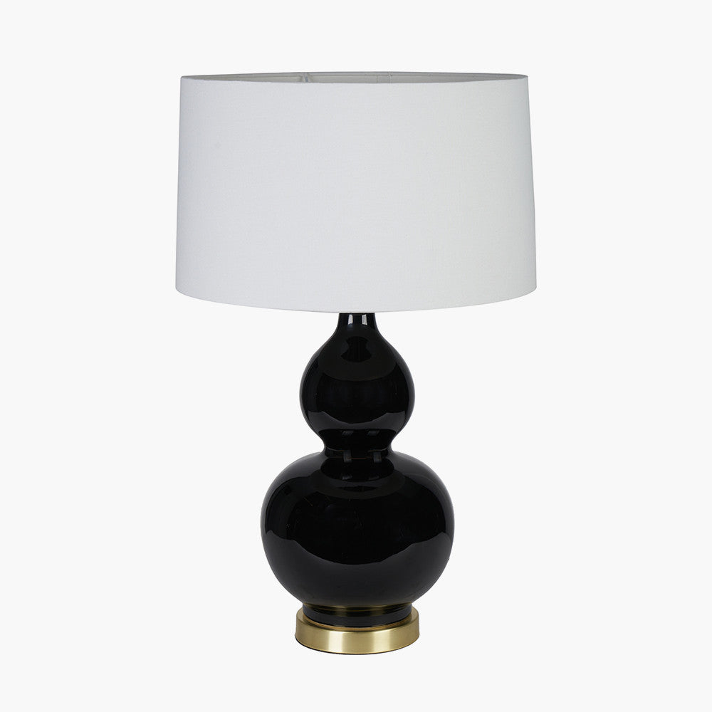 Olivias Leonardo Black Ceramic Table Lamp With Brushed Gold Metal Detail