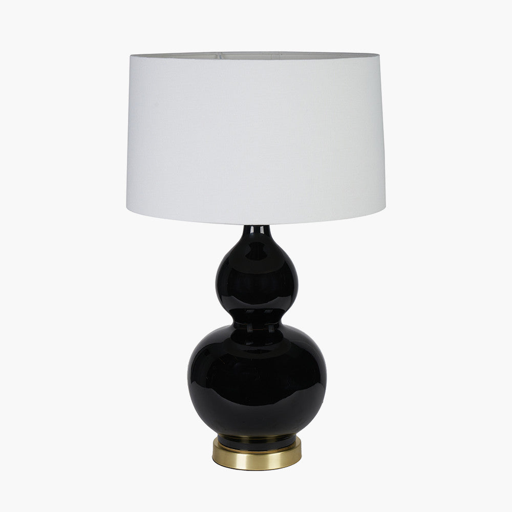 Product photograph of Olivia S Leonardo Black Ceramic Table Lamp With Brushed Gold Metal Detail from Olivia's